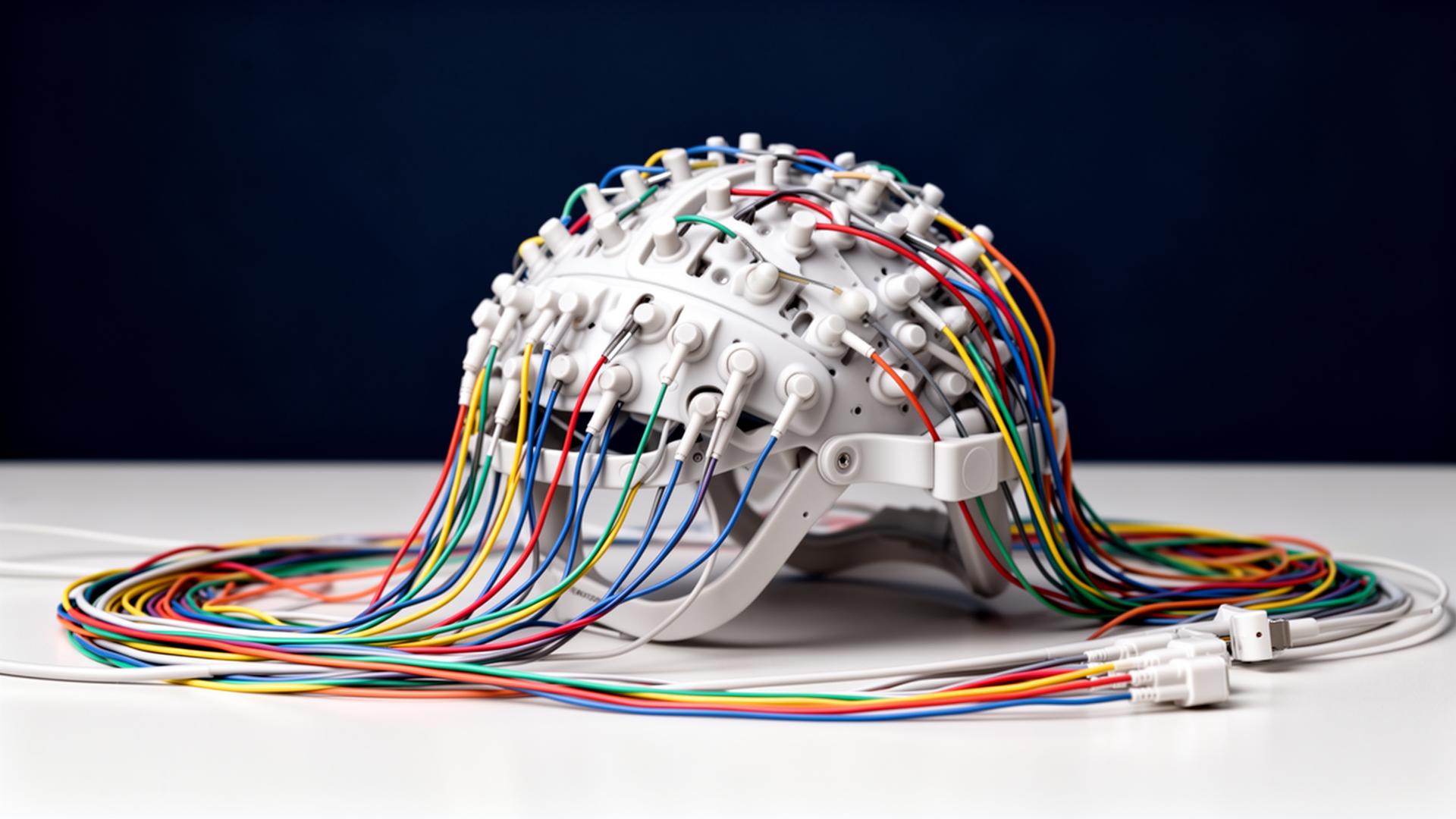 Professional EEG headcap with electrode leads — the neurodiagnostic equipment students train on